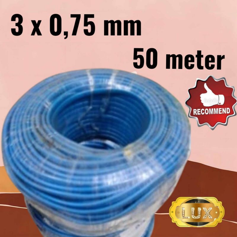 Kabel biru 3x0,75 panjang 50 meter pompa satelit 3" maxon 0.75hp 1phase 3inch submersible pump york 
