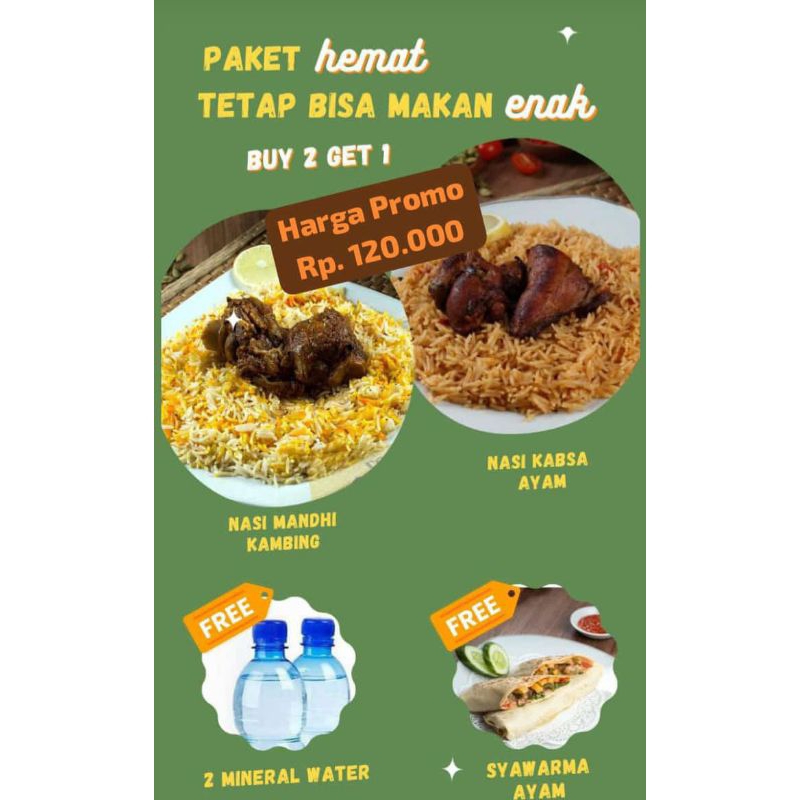 

Paket Nasi Mandhi Kambing & Nasi Kabsah Ayam