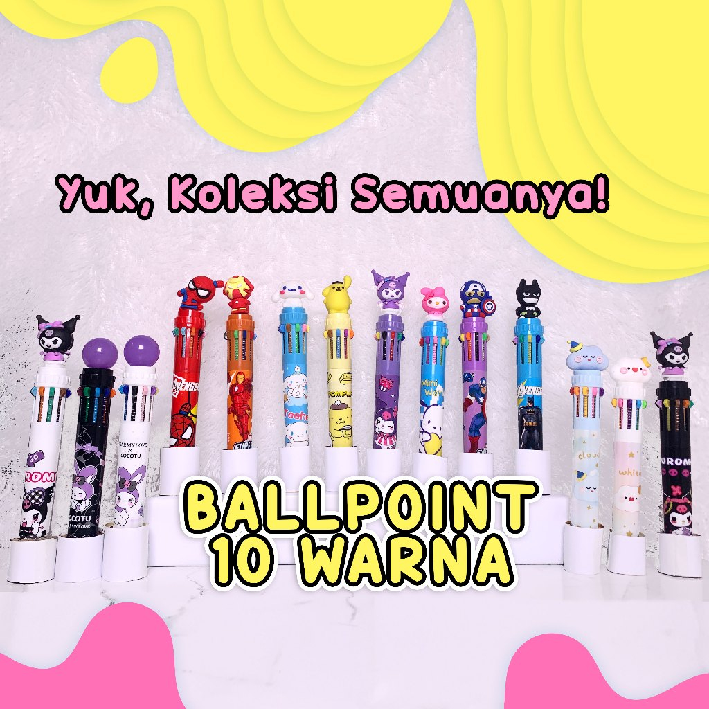 

Ballpoint 10 Warna Karakter Lucu / Pena 10 Warna / PALING LENGKAP