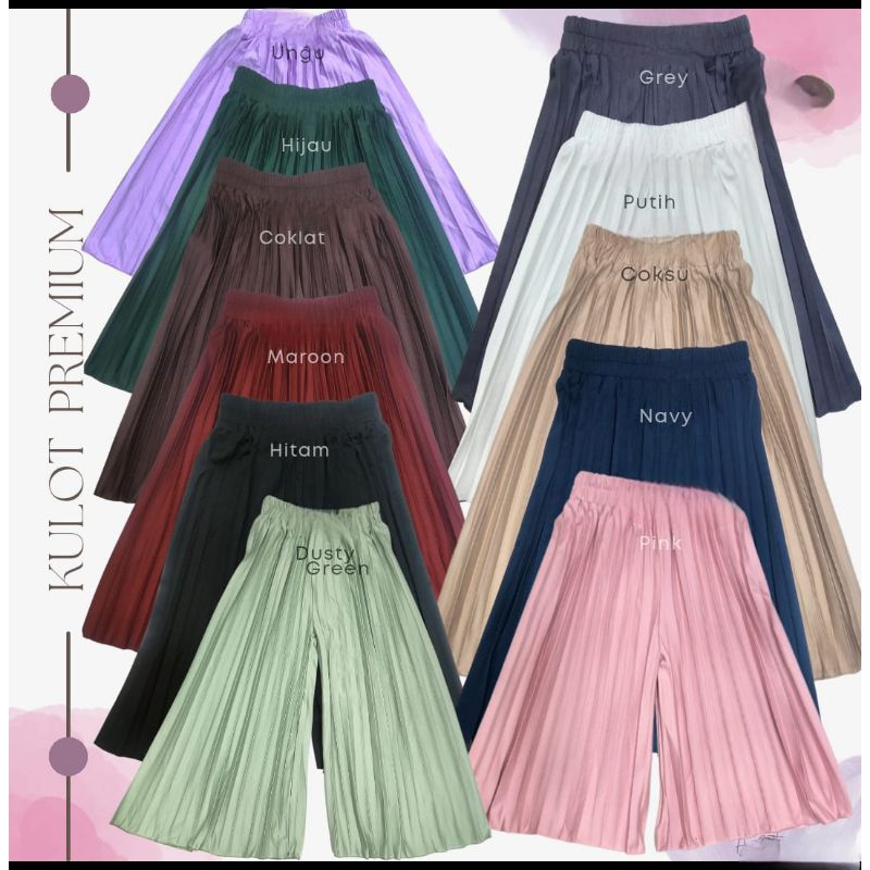 DVSTORE - Kulot  Plisket Celana Premium Anak Perempuan Umur 1-12 Tahun Polos Terbaru