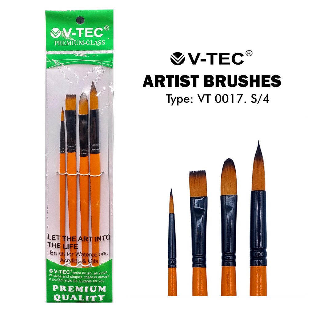 

SET KUAS V-TEC VT-0017 / ISI 4 KUAS NO 6, 10, 12, 16 ARTIST BRUSHES VTEC ALAT LUKIS BRUSH / MITRA ABADI KATALOG JOGJA