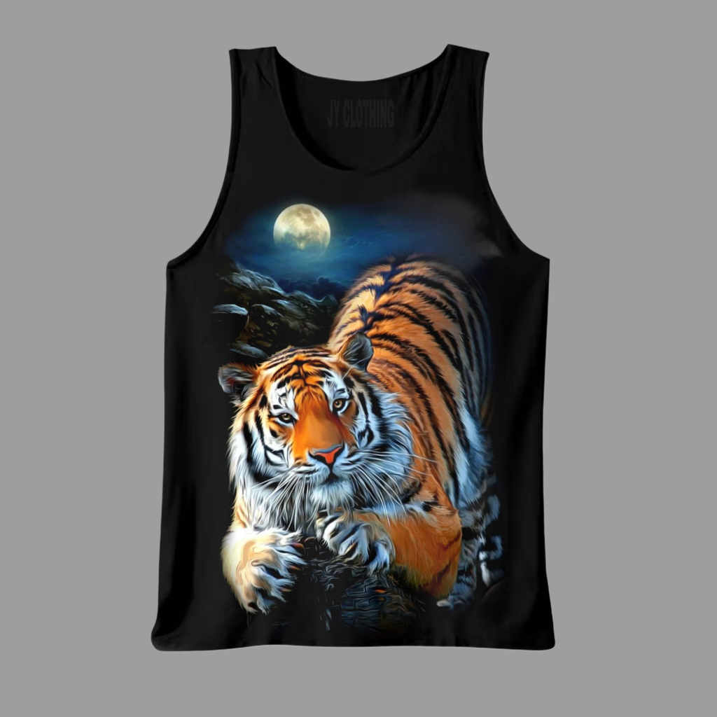 Singlet Pria Santai Hitam Motif Macan Mc 26