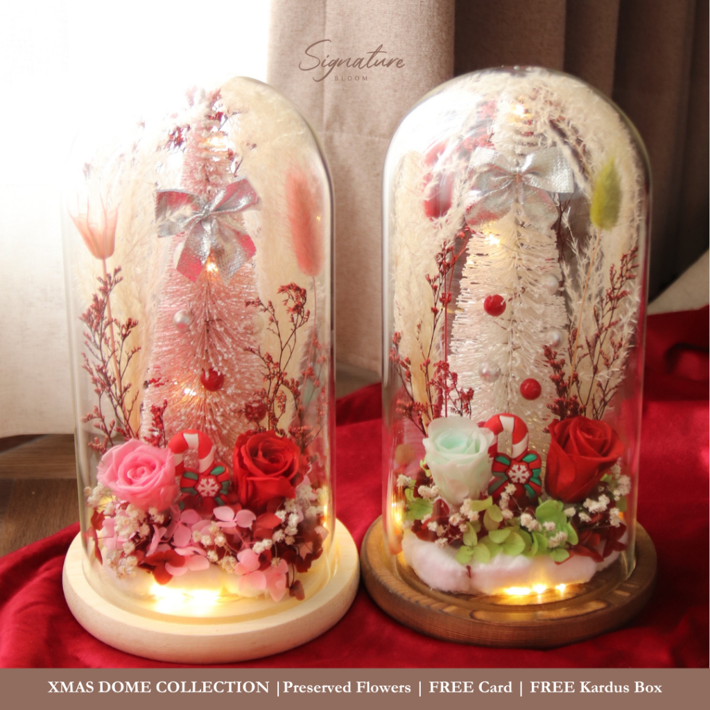 (SignatureBloom) O'Tree Christmas Tree Flower Dome | Everlasting Flower Gift | Hadiah Natal Bunga Ab