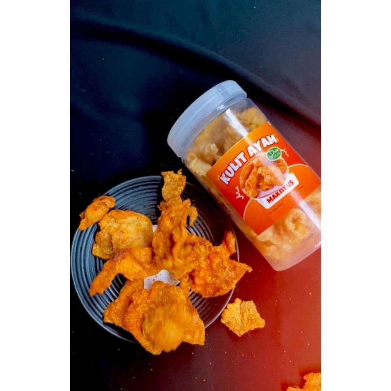 

Kulit ayam maknyus 250g keripik cemilan rasa original/pedas daun jeruk