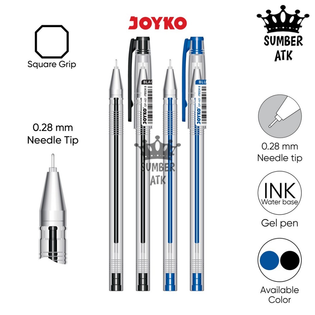 

Gel Pen Pulpen Pena Joyko GP-401 I-Tech 0.28 mm Black Blue