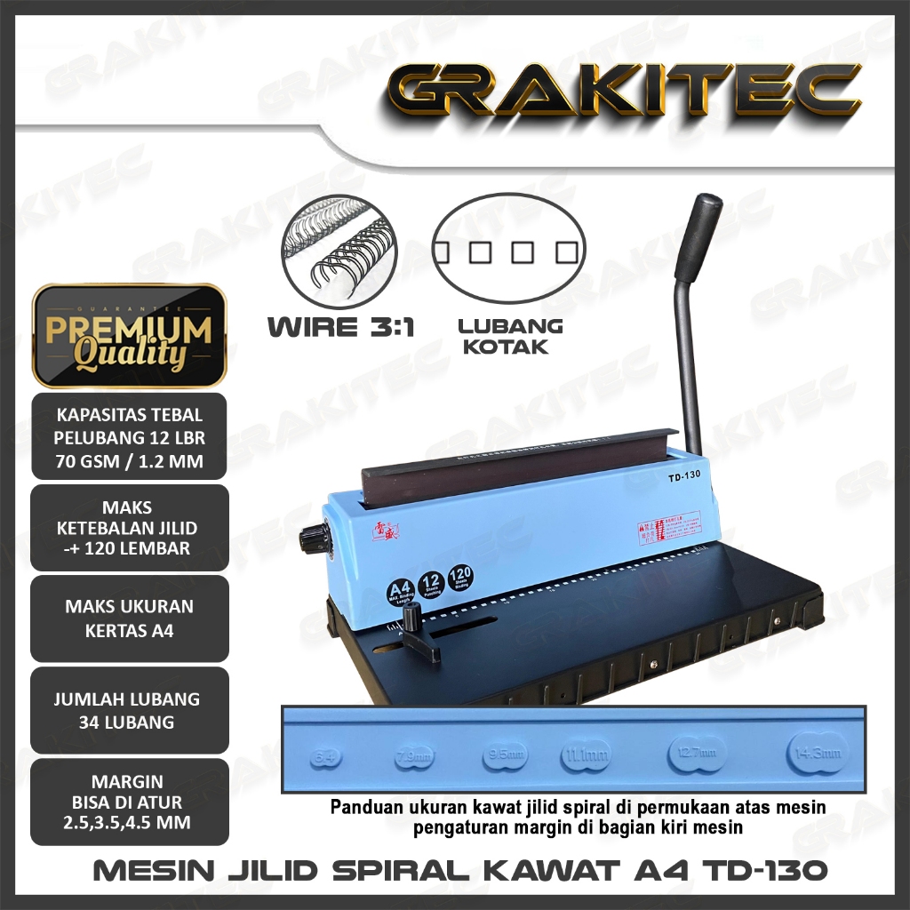 

Grakitec Mesin Jilid Spiral Kawat A4 TD-130