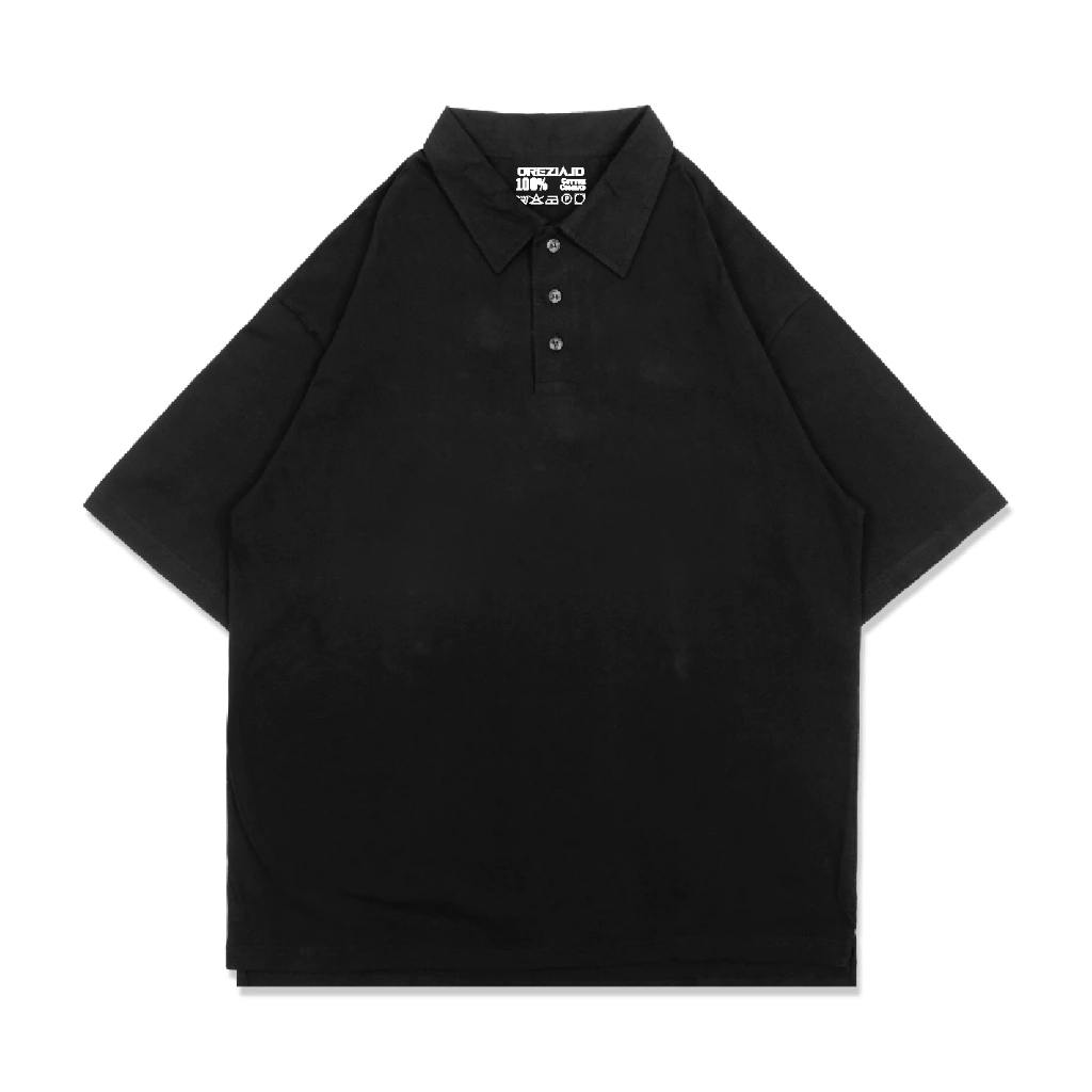 Kaos Keraah Hitam Polos Vintage Short Rugby Polo Shirt - Bonheur Black