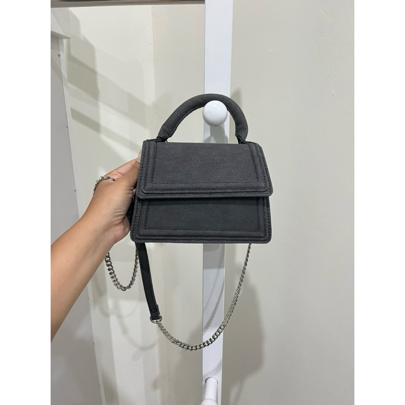 Tas selempang Zara denim grey sale