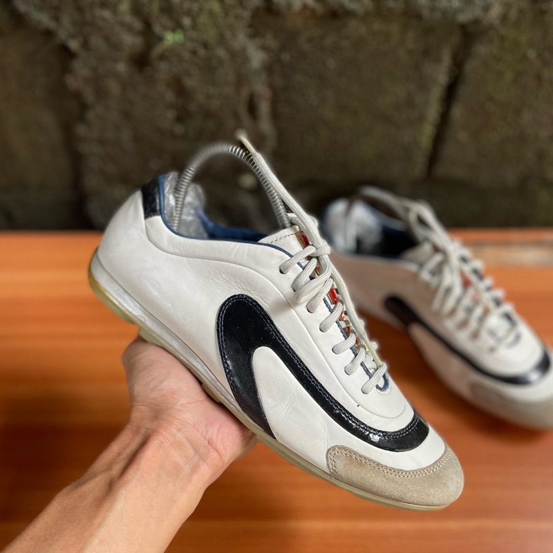 prada sport sneakers white black leather