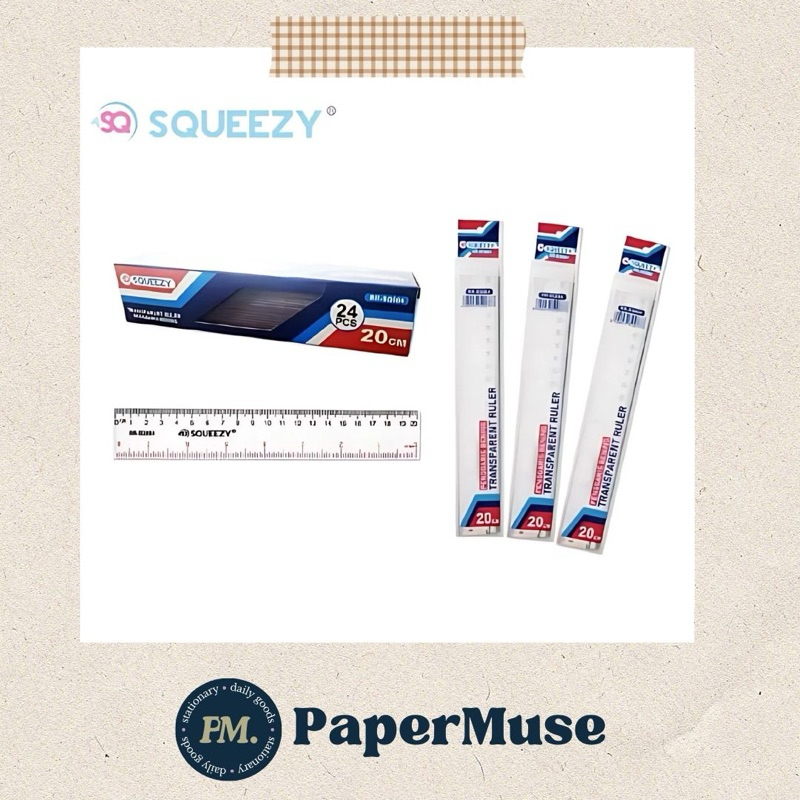 

Penggaris Plastik 20CM Merek SQUEEZY