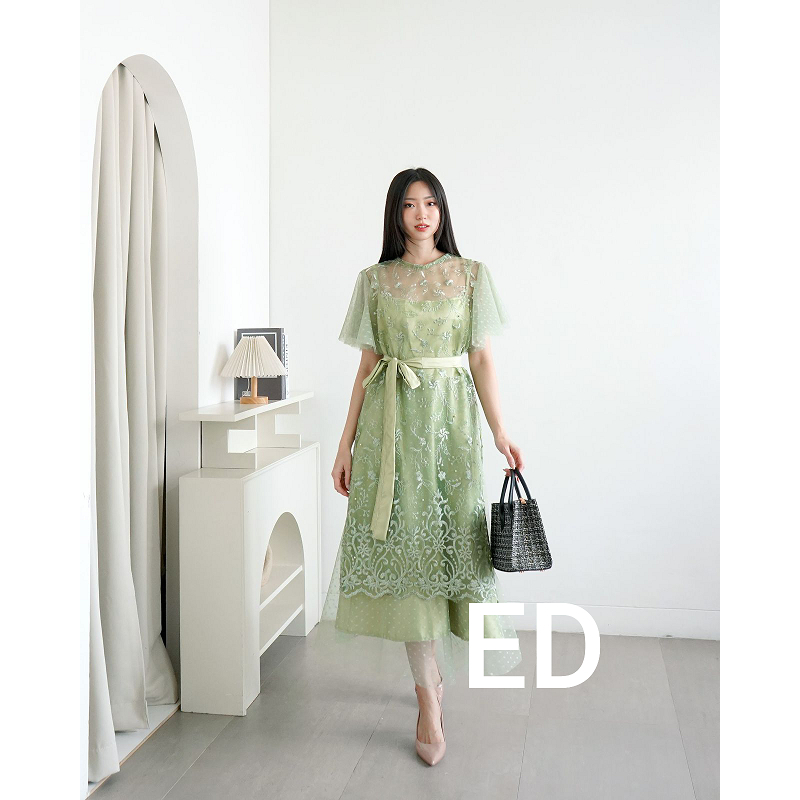 Dress Brukat Tile Velvet fanny