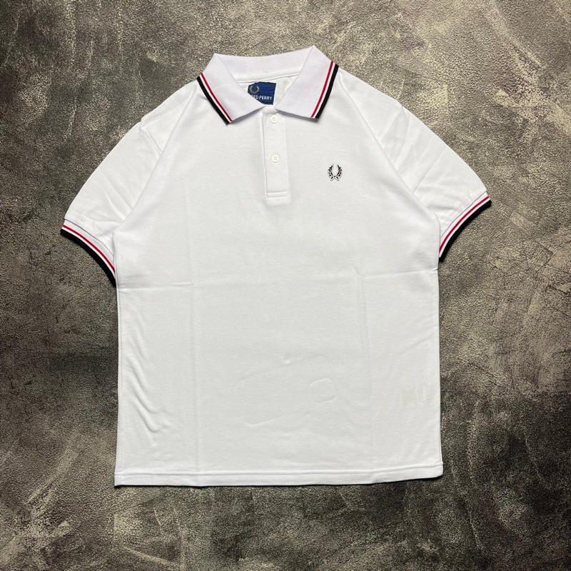Kaos polo Frd Putih list merah putih hitam