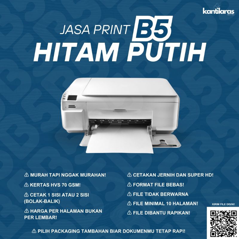 

Jasa Print Hitam Putih B5 | Kertas HVS 70 Gsm | Murah Super HD