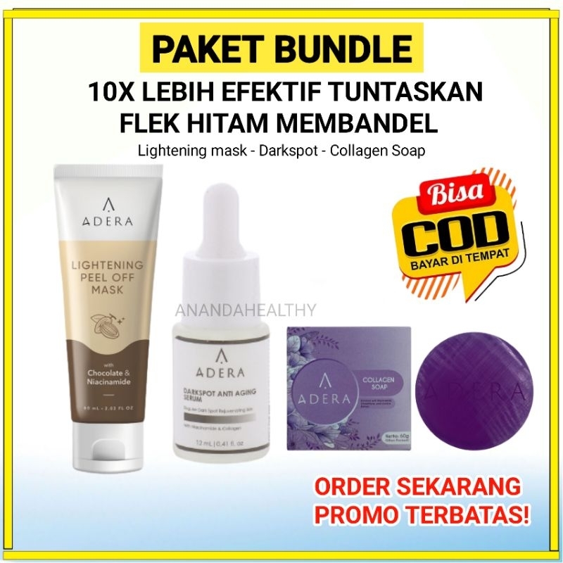 ( Promo Bundle ) Paket Flek Hitam Membandel Lightening peel off mask Adera Serum Darkspot  untuk Fle