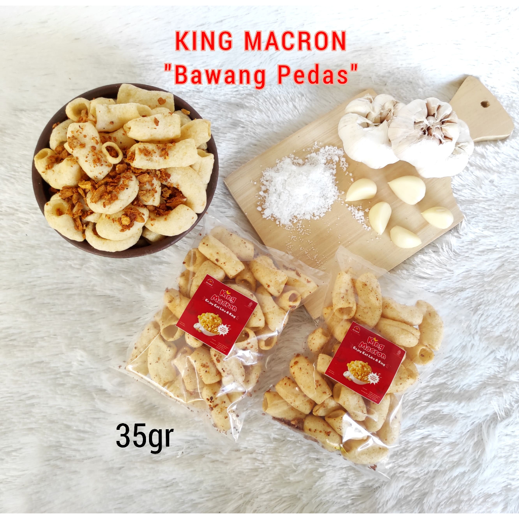 

Makaroni Bawang Pedas 35 gram KING MACRON - Camilan Snack Makanan Ringan Makroni