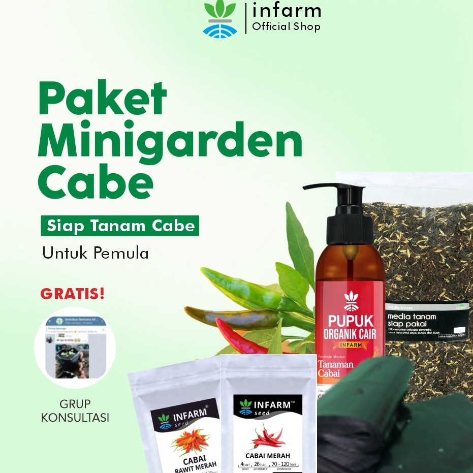 Pencarian Terbaru  INFARM  Paket Minigarden Cabai Berkebun Siap Tanam POC Cabai Media Tanam Polybag 