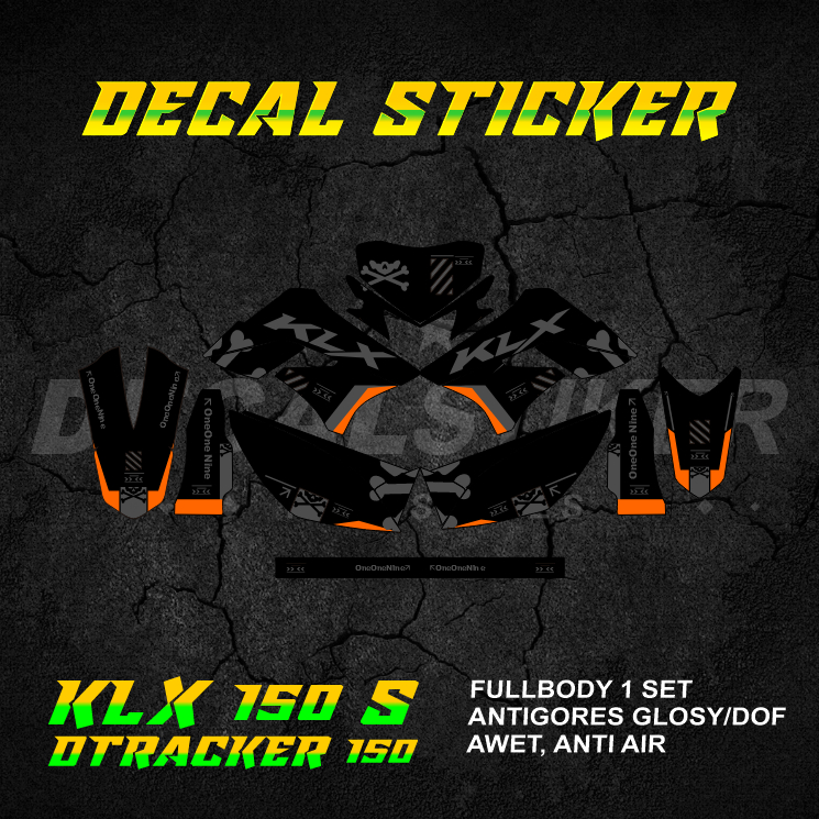 DECAL STIKER KLX DTX 150 (006) DEKAL STICKER KLX S L DTRACKER LAMA OLD FULLBODY 2009 2010 2011 2012 