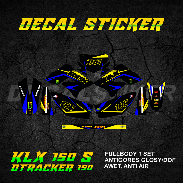 DECAL STIKER KLX DTX 150 (009) DEKAL STICKER KLX S L DTRACKER LAMA OLD FULLBODY 2009 2010 2011 2012 