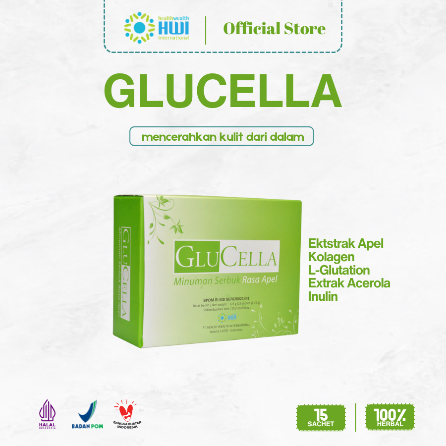 Glucella HWI 100% Original | Minuman serbuk glutathion, kolagen dan stemcell apple