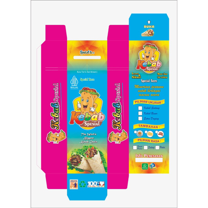 

100 pcs kemasan kebab kotak/wadah kebab/dus kebab
