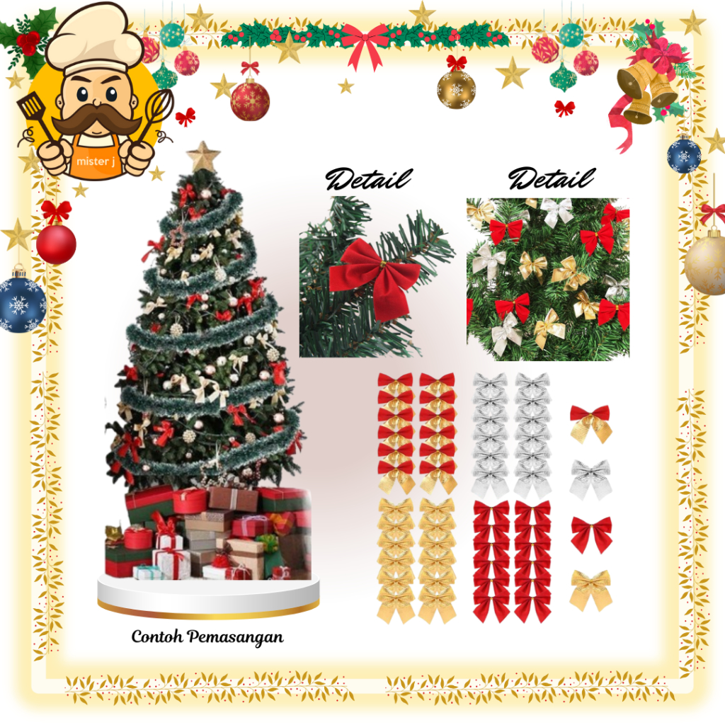 

Pita Mini Hiasan Natal | Pita Pohon Natal Gold Metalik 12pcs | Pita Natal Dekorasi Pohon Natal | Hiasan Aksesoris Hampers Parcel [MERRY CHRISTMAS NATAL]