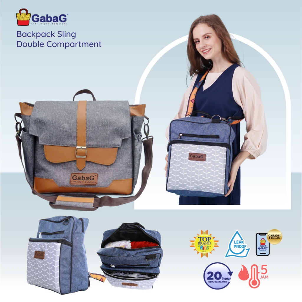 GabaG Tas Asi - Cooler Bag - Backpack Sling Double Compartment | Tas Bekal | tas bayi