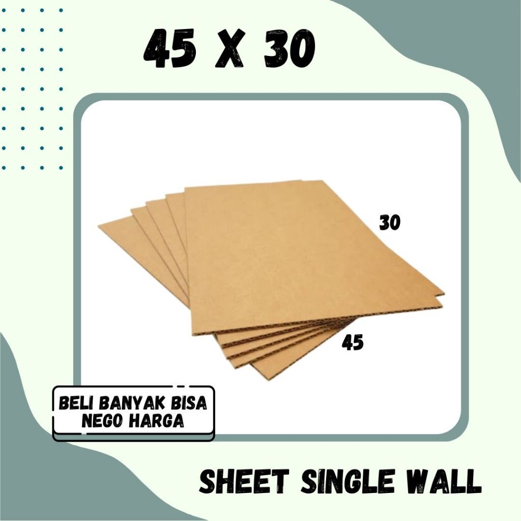 

Kardus Lembaran 45x30 / 45x20 / 45x10 Sheet Polos Single Wall Packing Karton Coklat Warna Packing