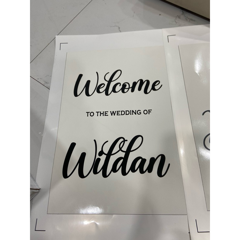 cetak stiker Masking Nama Custom | Stiker Welcome | Stiker Nama Kaca Wedding
