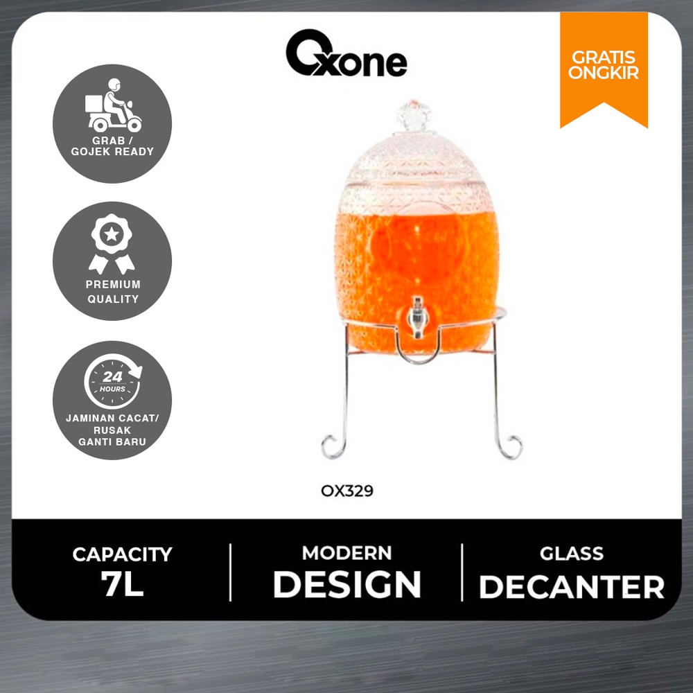 Oxone OX-329 Pineapple Decanter 7 Liter - Wadah Air Kaca Tebal dengan Kapasitas Besar