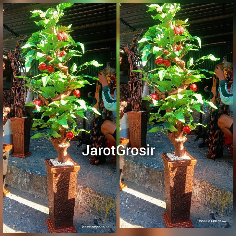 POHON BONSAI BUAH STROWBERY // POHON PLASTIK // HIASAN RUANGAN // BUNGA HIAS BUAH BUAHAN RUANG TAMU 