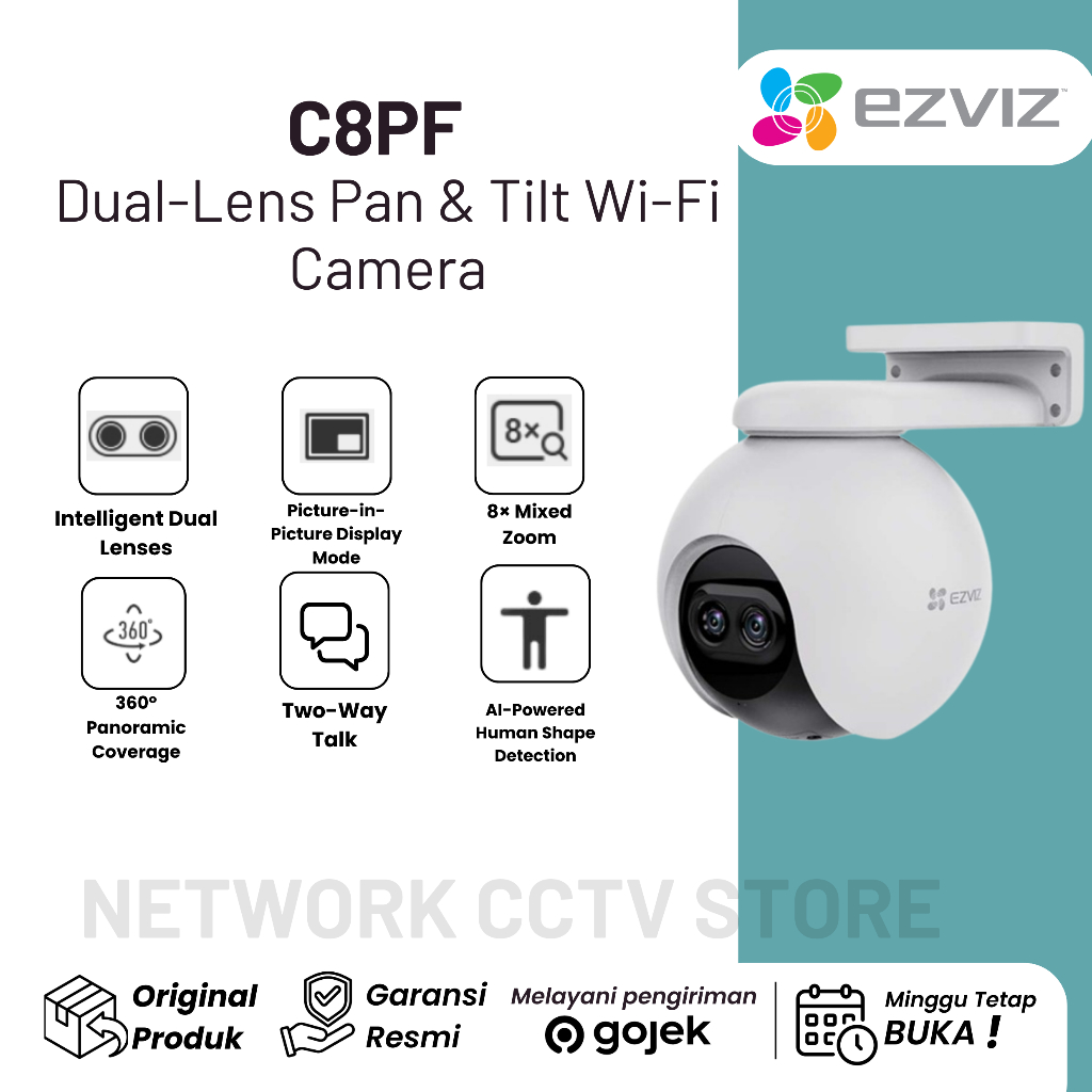 KAMERA CCTV EZVIZ C8PF 2MP Dual-Lens Pan & Tilt Wi-Fi Camera