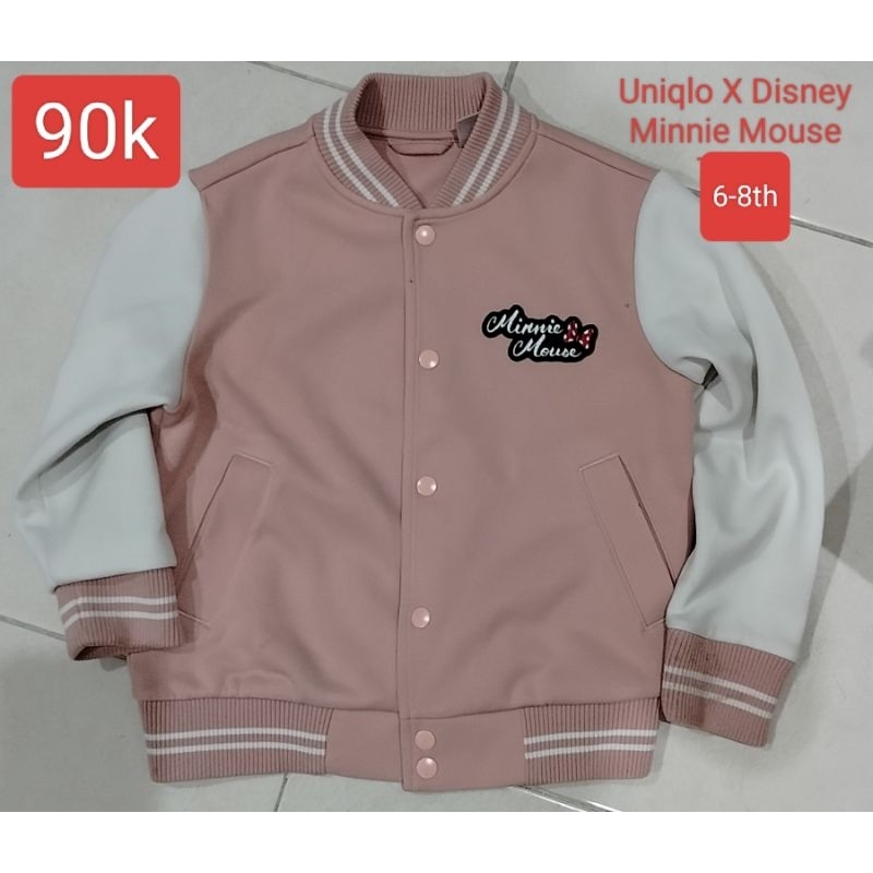 Jaket baseball anak perempuan 6-8 tahun Uniqlo X Disney Minnie Mouse preloved like new