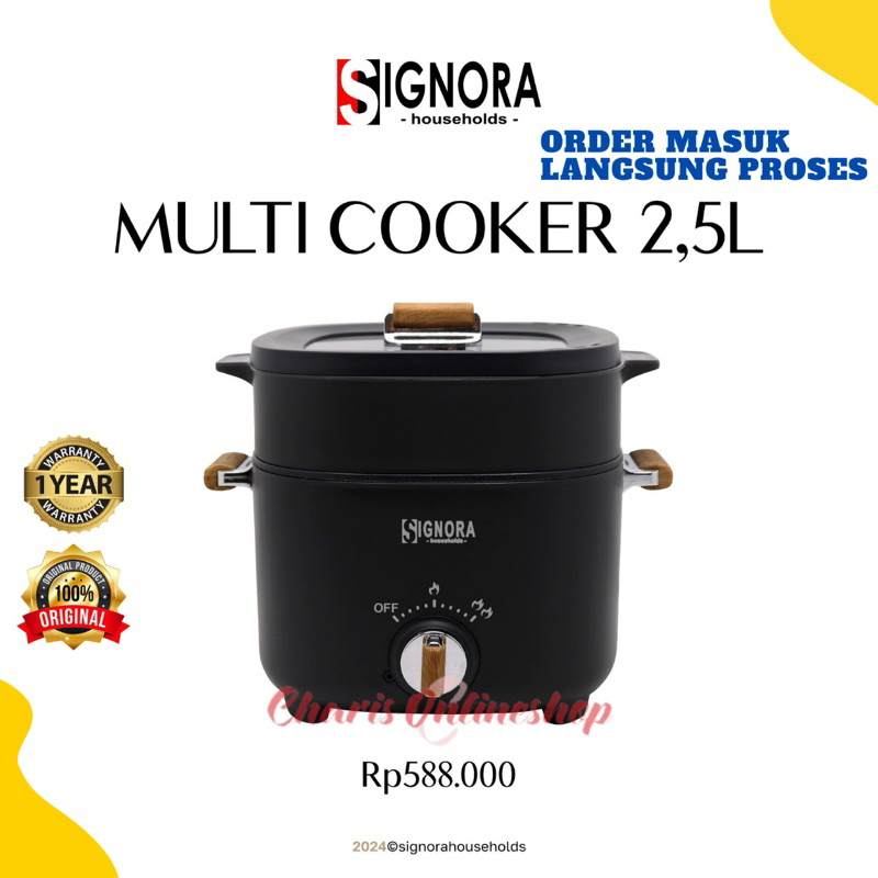 SIGNORA | 3in1 Multi Cooker 2.5 Liter Alat Masak Serbaguna Pot Listrik Hotpot, Shabu-shabu,Rebus, Ku