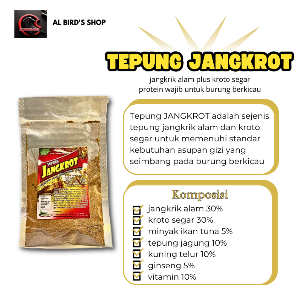 Tepung jangkrot jangkrik alam plus kroto segar