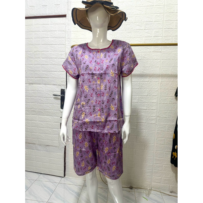 Babydoll Kulot L set katun halus SABATA motif bunga PRETTY GIRL