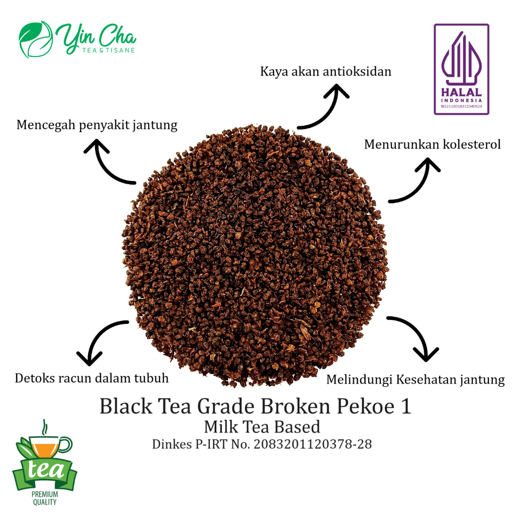 

Indonesian Black Tea Grade Broken Pekoe 1 ( BP1 ) 250 gr, 500 gr & 1 kg