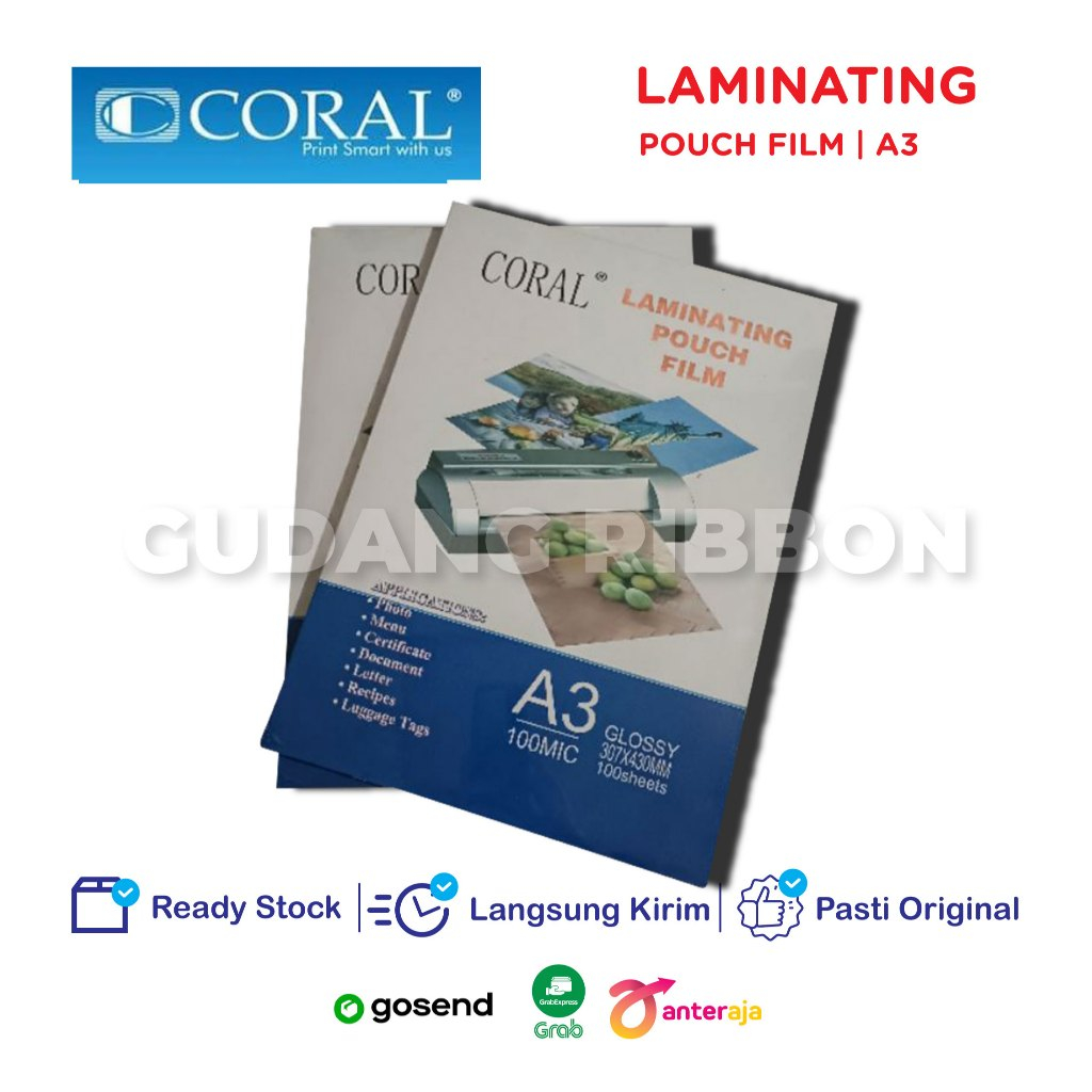 

Coral Plastik Laminating A3 Pouch Film Glossy Clear 100 Mic