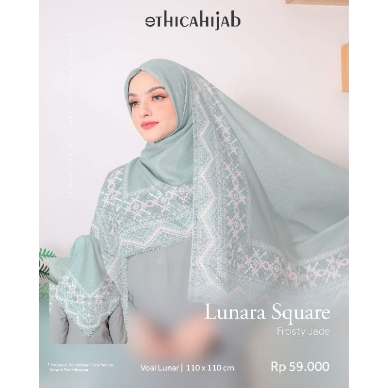 Terbaru Hijab Segiempat Ethica Voal Motif Lunara Scraft 110 x 110 Kerudung Segi Empat Motif Premium