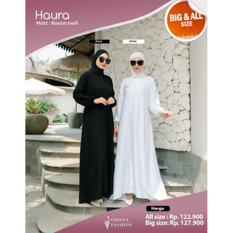 HAURA DRESS TERBARU ✅✅ GHINA FASHION //DRESS HITAM//GAMIS PUTIH POLOS