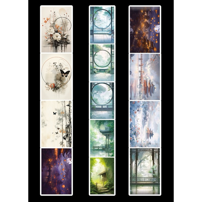 

(9C) washi tape selotip transparan pemandangan alam wubao ancient china kuno hutan forest istana