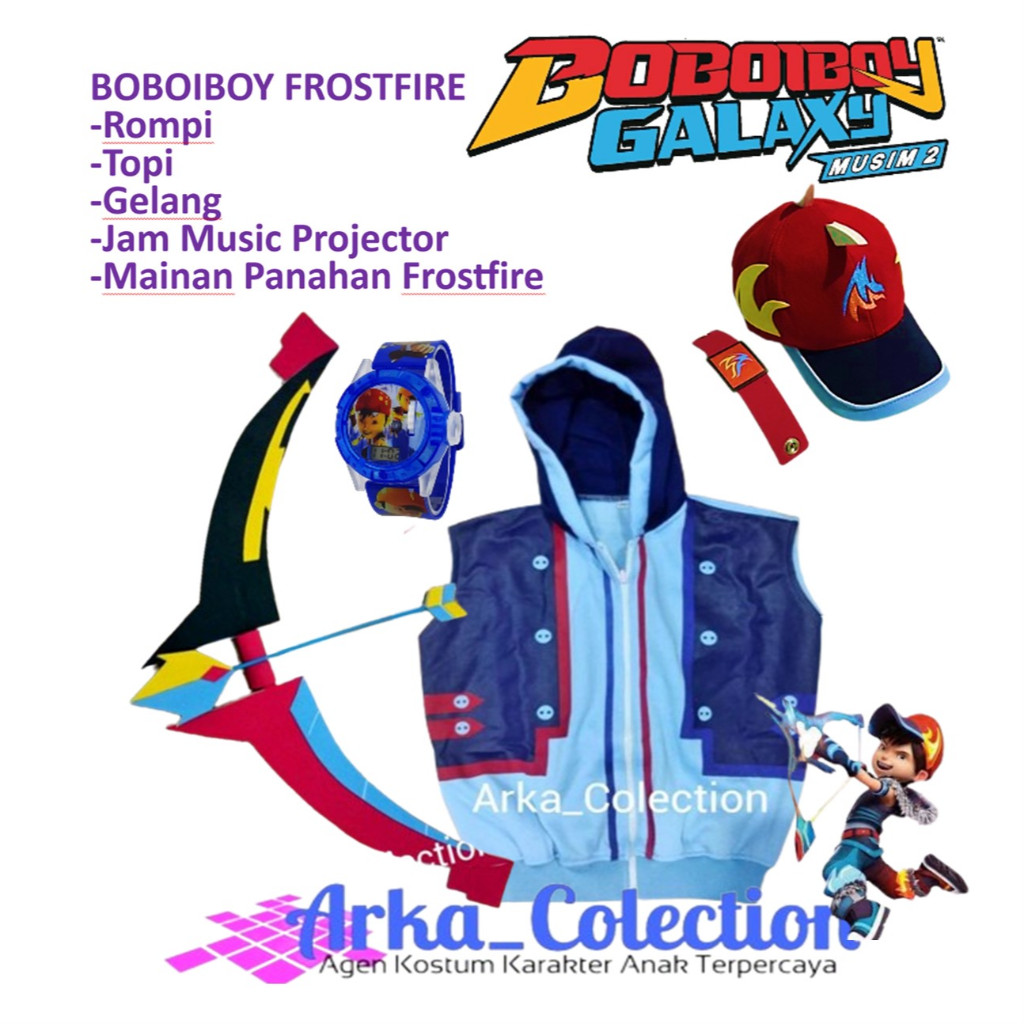 KOSTUM SUPER HERO BOBOIBOY FROSTFIRE FROST FIRE
