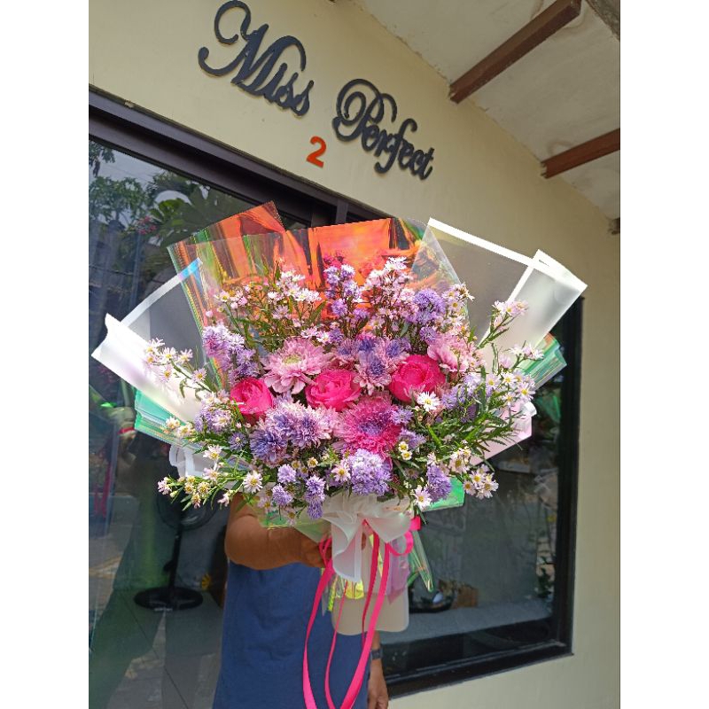 fresh flower bouquet buket bunga asli segar fresh flower fanta vibes Surabaya