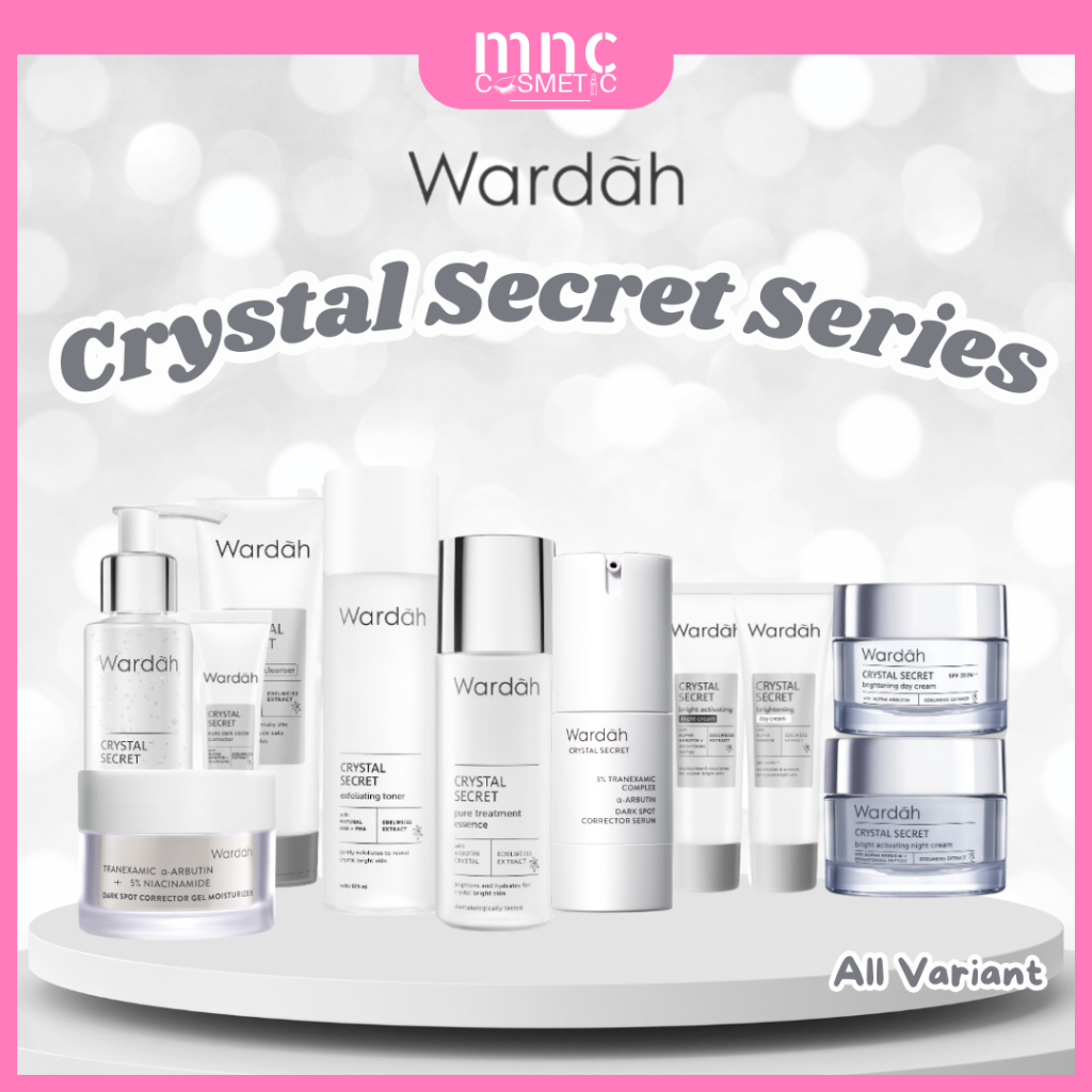 WARDAH Crystal Secret Series Lengkap - Milk Cleanser, Micellar Cleansing Gel, Foaming Cleanser, Exfo