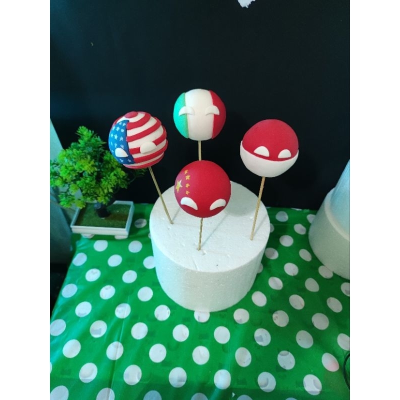 

custome figurine fondant topper kue ulang tahun country ball