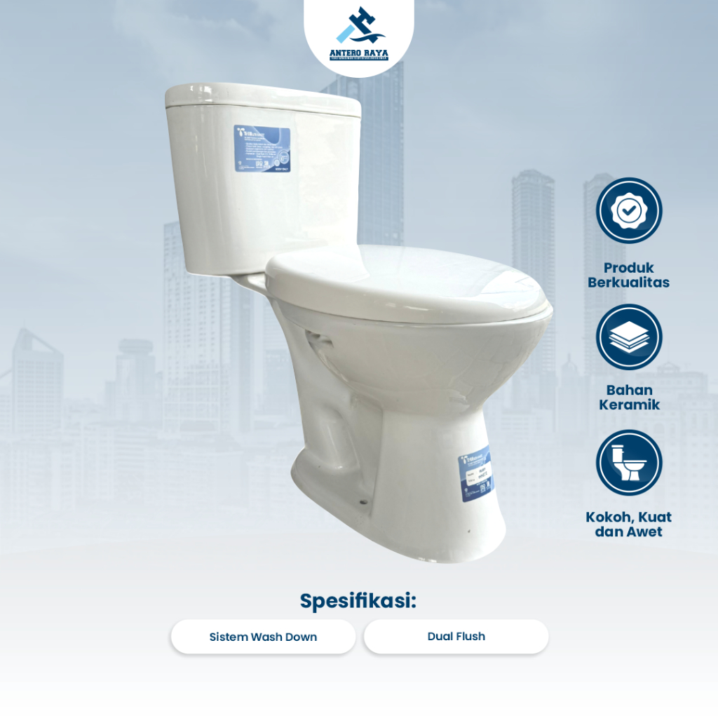 Closet Duduk Triliun Ruby Series Kloset Toilet WC Flushing System Wash Down