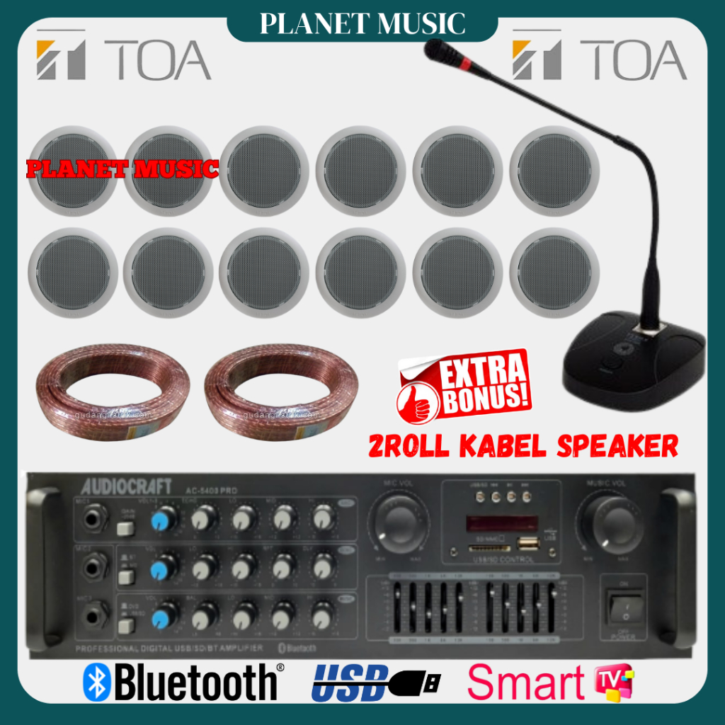 Paket Speaker Ceiling TOA / Paket Speaker Ceiling TOA Untuk Cafe , Resto ( 12 Speaker )