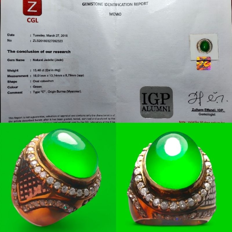 NATURAL GIOK BURMA HQ Ring Perak + MEMO LAB