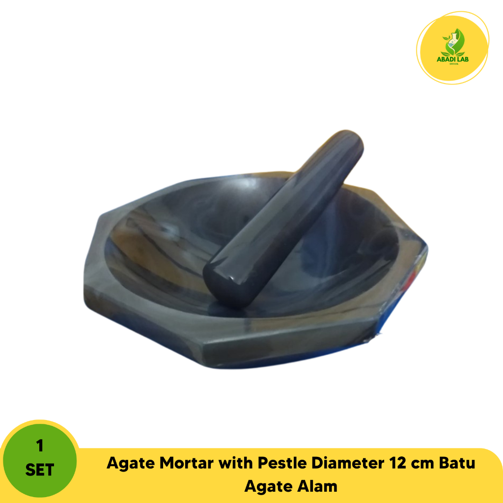 Agate Mortar with Pestle Diameter 12 cm Batu Agate Alam