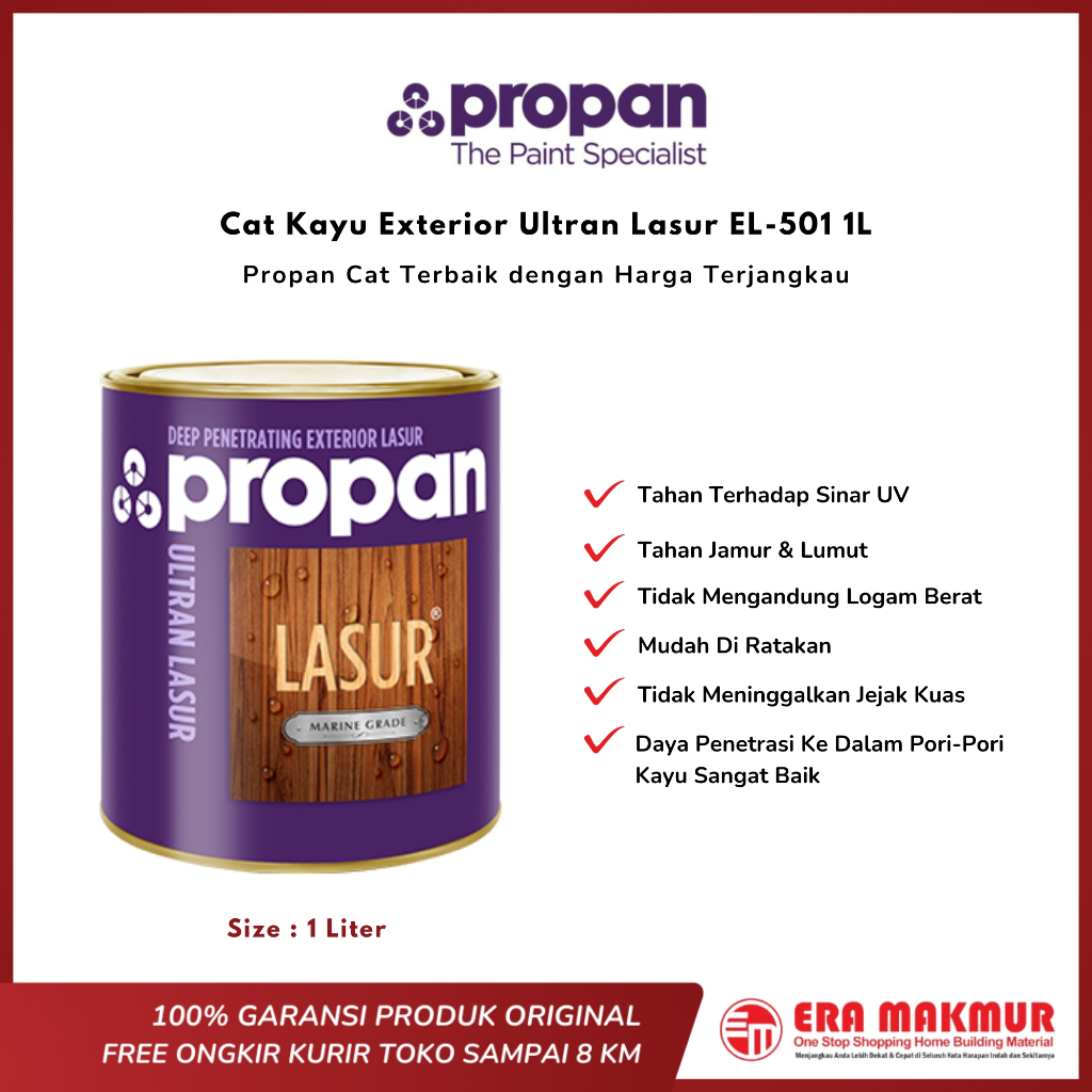 PROPAN - Cat Kayu Exterior Ultran Lasur EL-501 1L Natural Gloss / Padouk / Tropical Teak 1 Liter