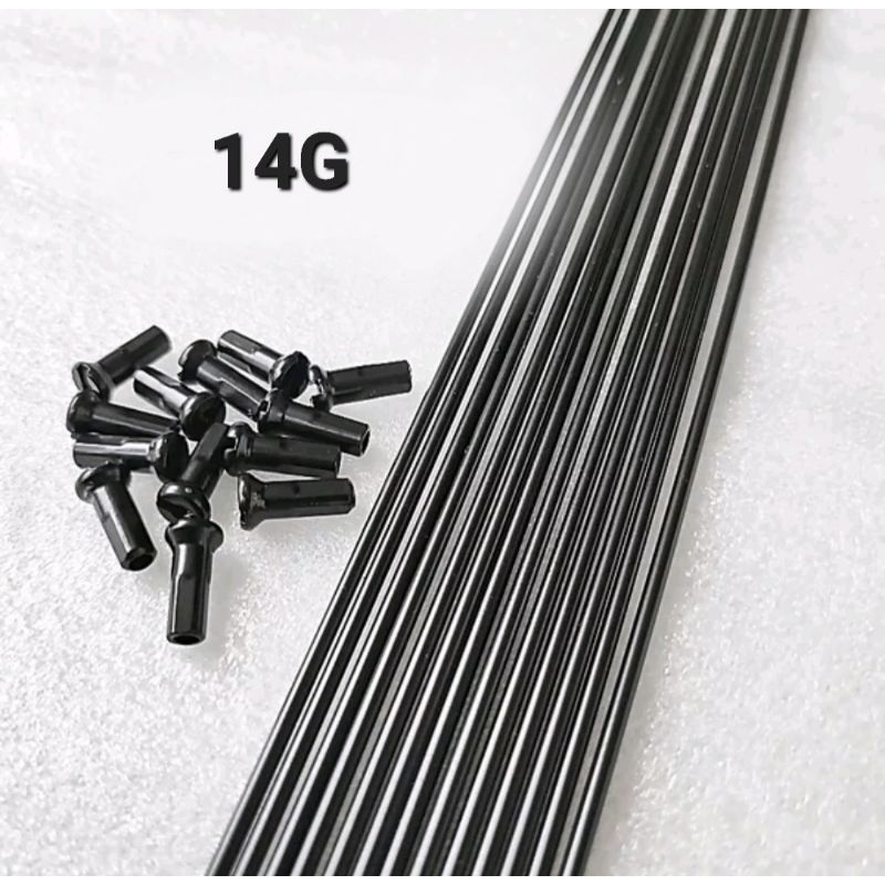 jari jari sepeda hitam 14G x 272mm spoke nipple ruji sepeda 27.5 inch